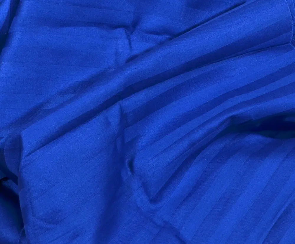 Trance Home Linen Zippered 100% Cotton 200 TC Satin Stripe Queen Duvet Cover Quilt Cover with 2 Pillow Covers Colour Ink Blue