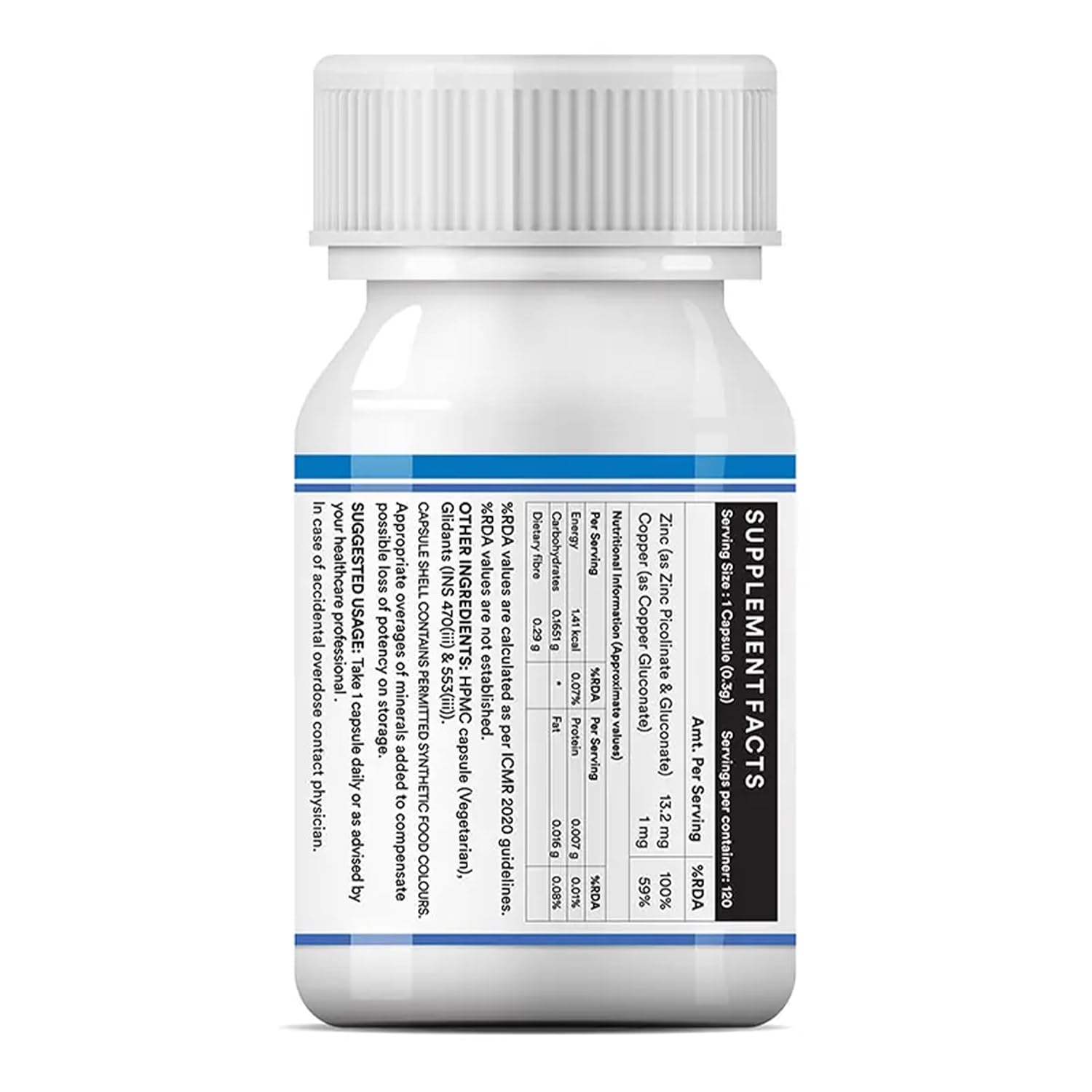 INLIFE Zinc Complex Capsules with Zinc Picolinate & Gluconate with Copper Gluconate | Supports Immune & Skin Health | Helps in Digestion for Men & Women | Veg. Capsules (Pack of 1)