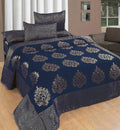 Fresh From Loom Chenille Velvet 500 TC Bedsheet 1 Double Bed King Size Bedsheet with 2 Pillow Cover Jhumka Blue