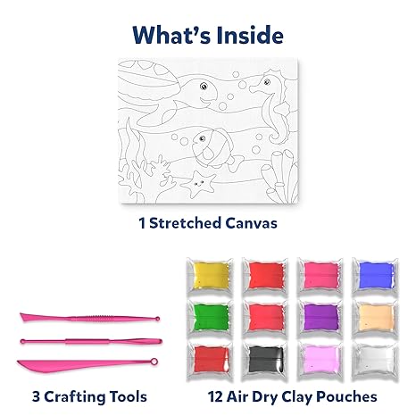 Skillmatics Art & Craft Kit Colour with Clay No Mess Art Create a Clay Canvas of Under The Ocean