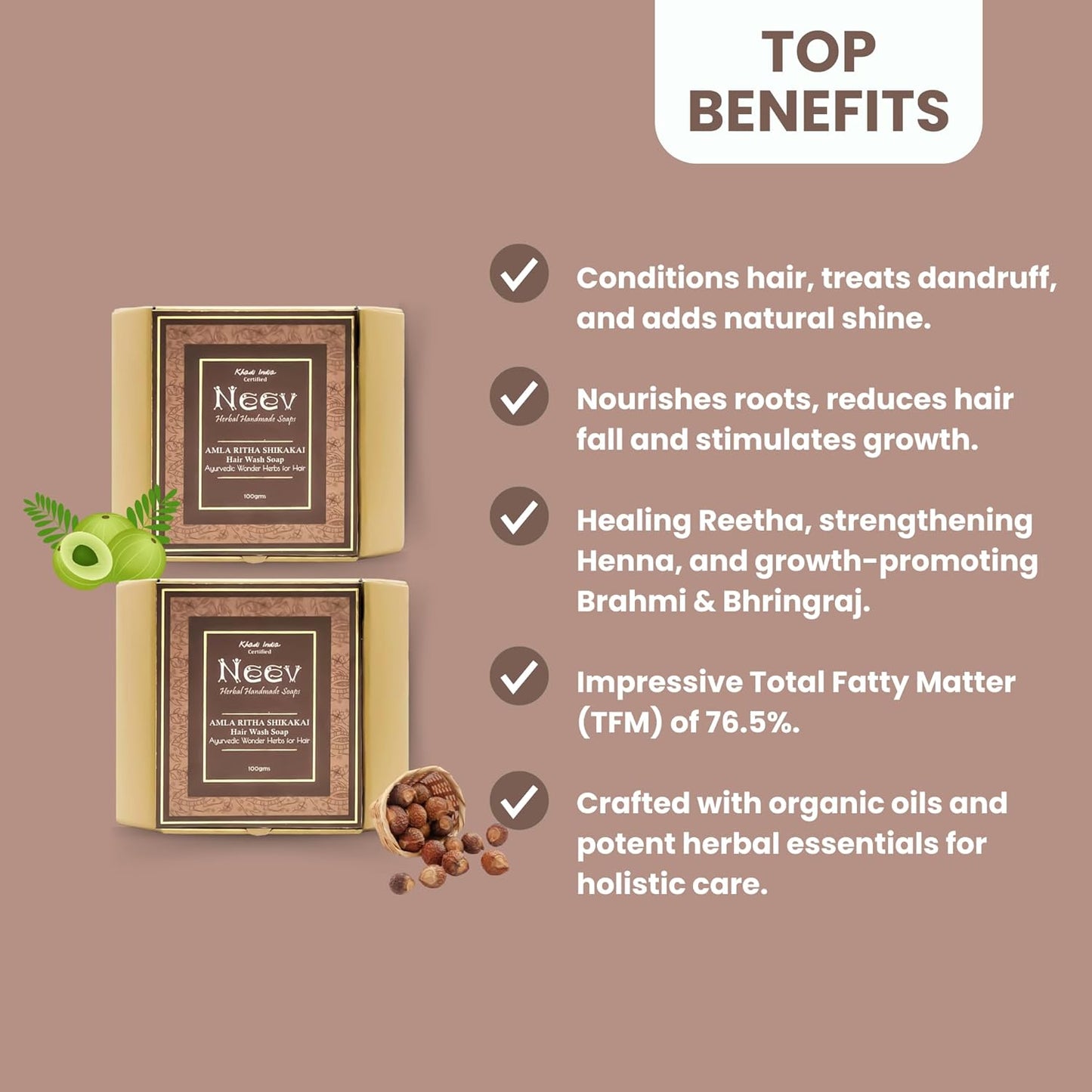 Neev Amla Ritha Shikakai Hair wash Soap - 100 gms (Pack of 3)