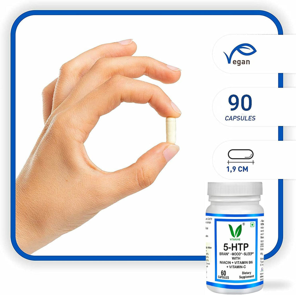 VITARUHE® 5-HTP Plus Formula 200 Mg for Mood, Stress, and Sleep Support, 60 Vegan Capsules