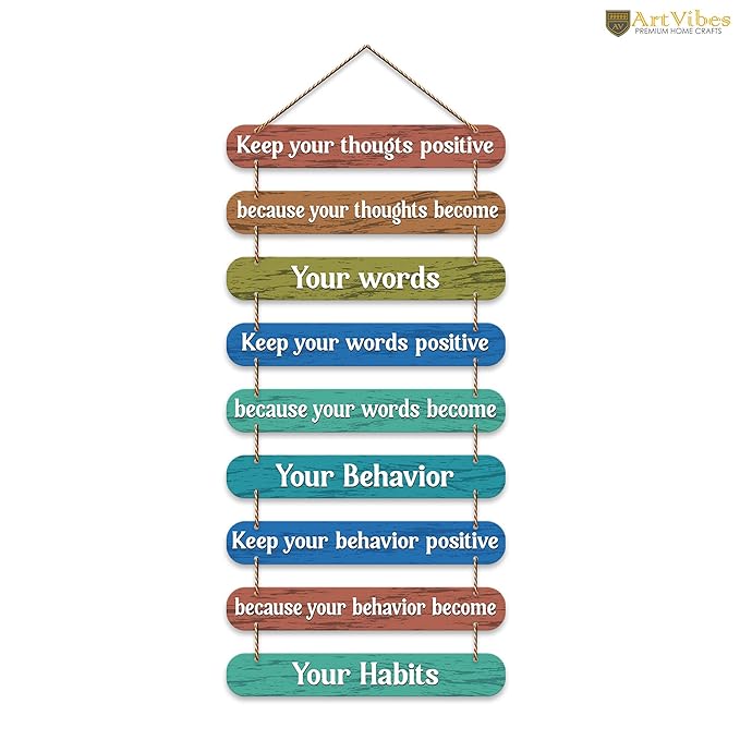 Artvibes Positive Quote Printed Wooden Wall Hanging for Home Decorative Items