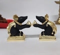 Gold Art India Gold-Plated Mushak  Mouse Pair with Modak Black Terracotta Finish