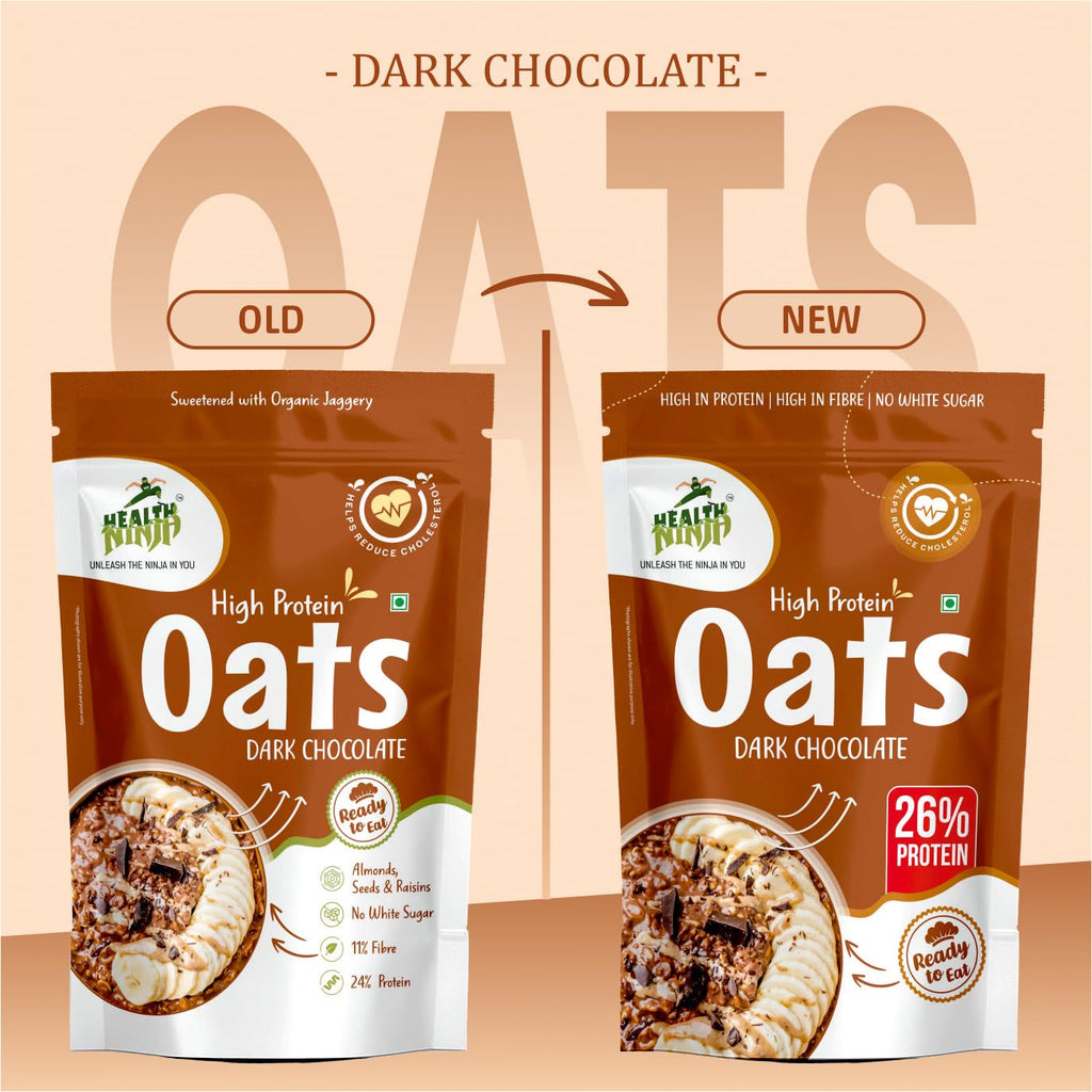 Health Ninja Dark Chocolate Oats | High Protein Breakfast Oats | Protein Oats 900 gm Pack