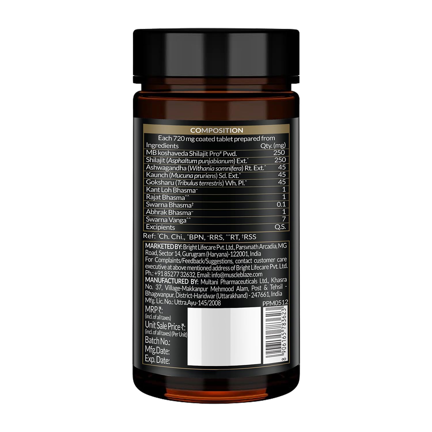 MuscleBlaze Koshaveda Shilajit Pro Gold by (60 Tablets) | Fortified with 24 Carat Gold, Shilajit, Ashwagandha & Gokshura | For Strength, Stamina & Recovery