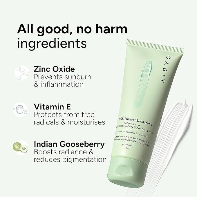 Gabit 100% Mineral Sunscreen SPF 50 PA++++ - 50 ml