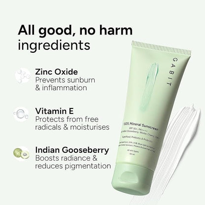 Gabit 100% Mineral Sunscreen SPF 50 PA++++ - 50 ml