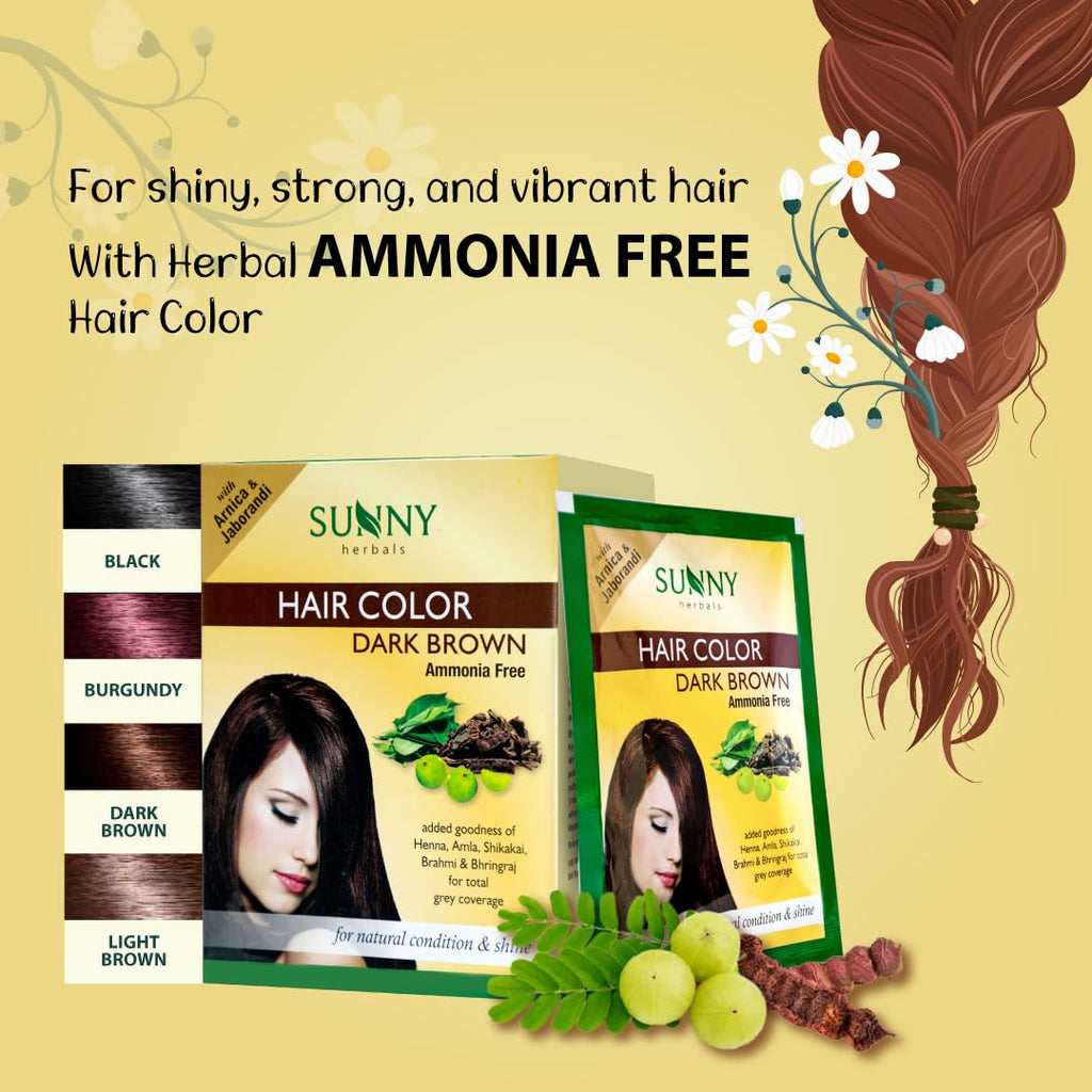 Sunny Hair Color With Unique Blend of Henna Amla Shikakai & Bhringraj Herbs - 20 gms (Pack of 4)
