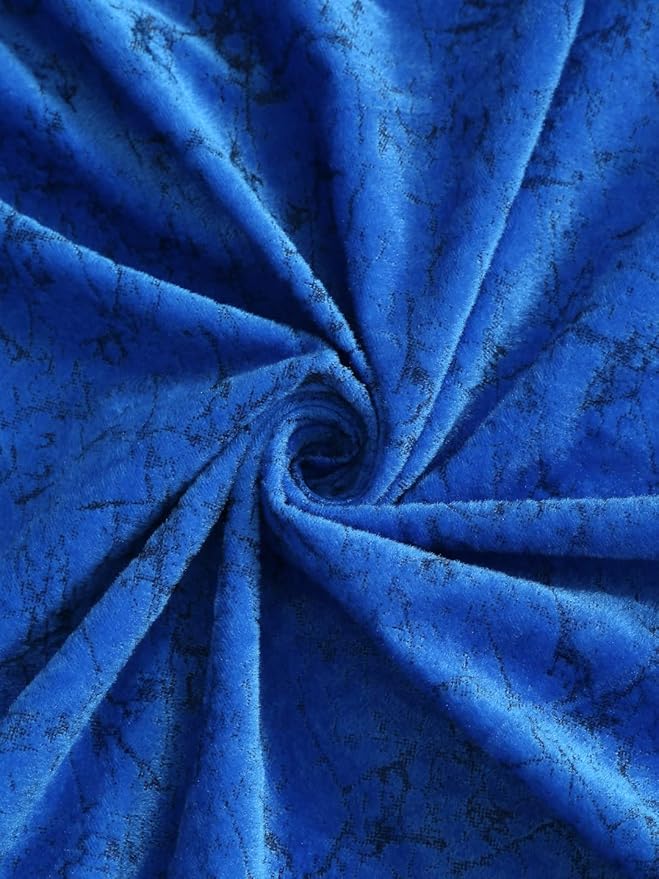 Cortina 2 Piece Solid Design Panel Eyelet Velvet Door Curtains | 7 Feet | Navy Blue