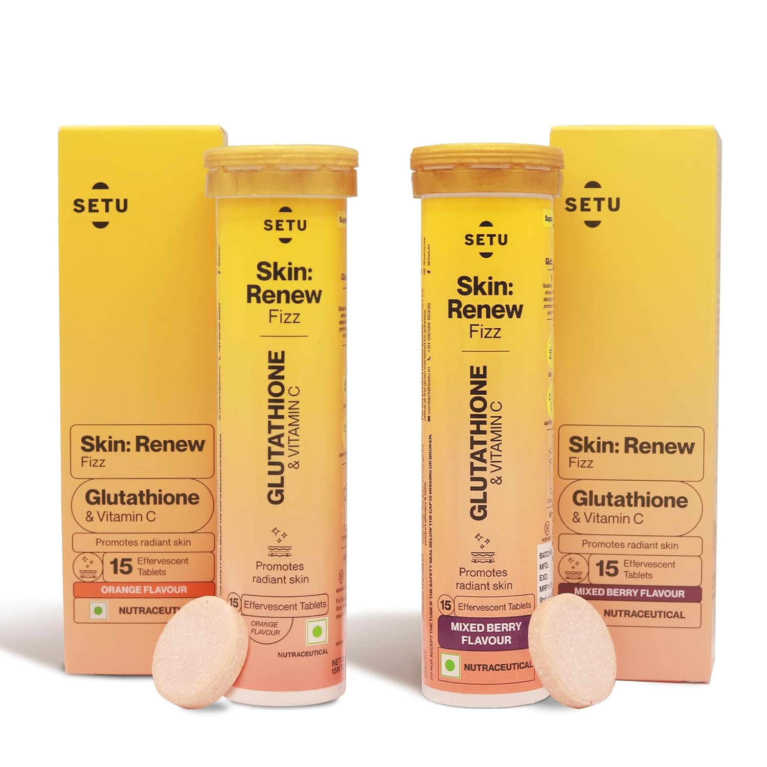 Setu Skin Renew - 15 Effervescent Tablets pack of 1 Flavour- Mixed Berry