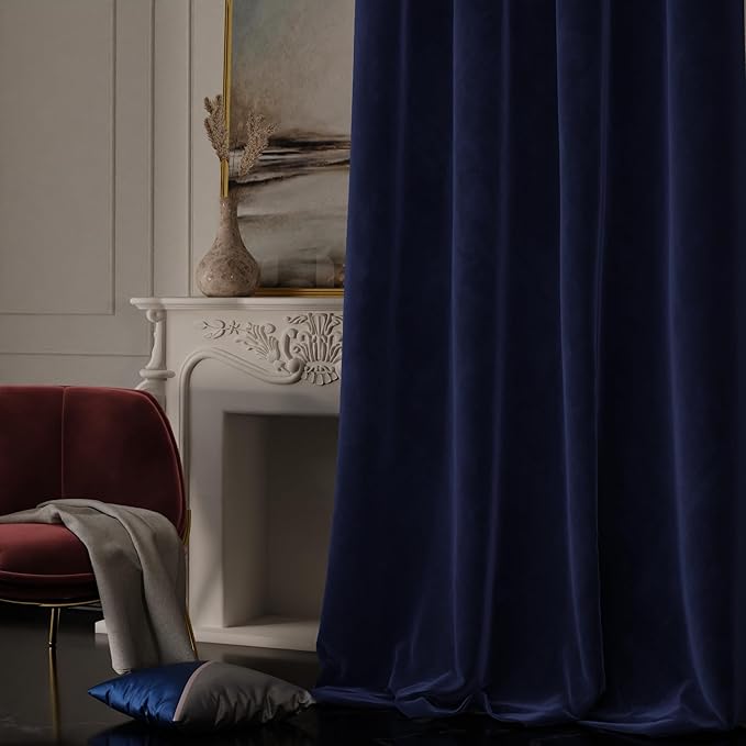 Stoa Paris Curtain for Home Single pc PatternedVelvet Curtain for Door Colour Blue Enigma