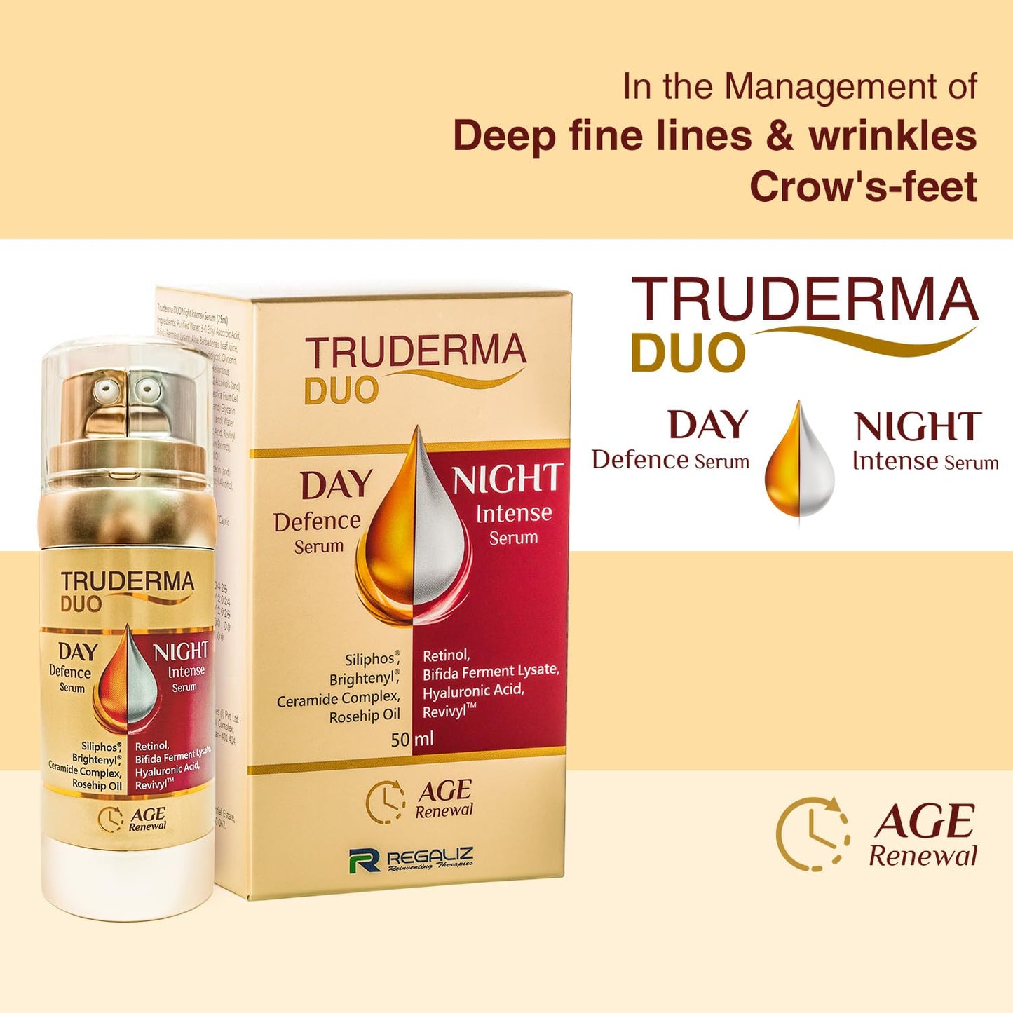 Regaliz Truderma Duo: Day Defence & Night Intense Serum - 50 ml