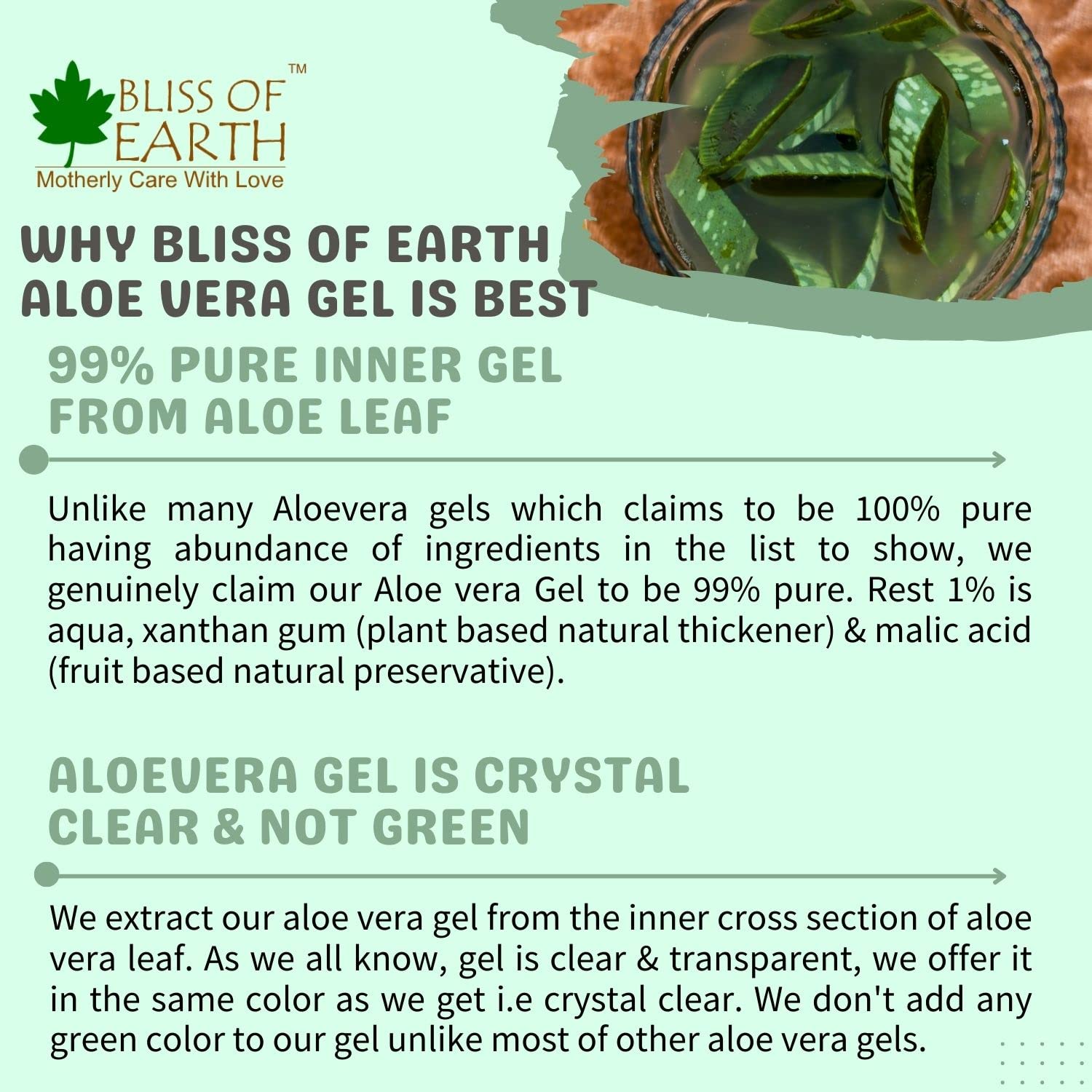 Bliss of Earth Aloe Vera Gel Pure Crystal Clear | Best For Face, Body & Hair | Effective Cooling, Soothing & Hydrating | Colour and Fragrance free Alcohol and Paraben Free | 1 KG