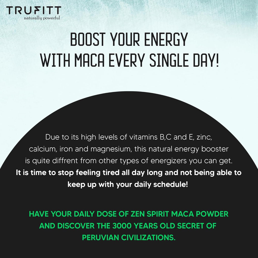 Trufitt Peruvian Yellow Maca Root Powder, Organic Herbal Supplement | Improves Energy And Stamina | Good For Men And Women - 100 GMS