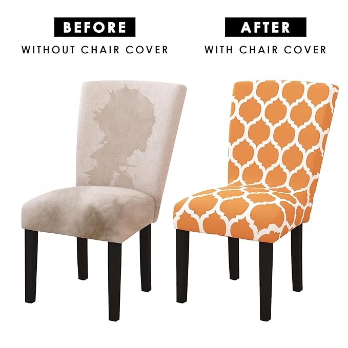 Story@Home Elastic Stretch Removable Washable Short Dining Chair Cover set of 1 Piece Colour Beige