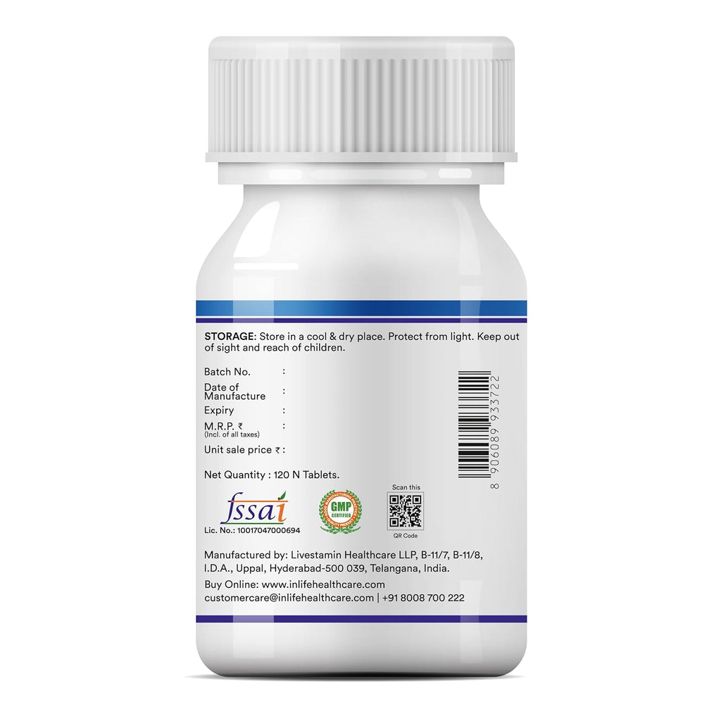 INLIFE Melatonin 5mg Tablets | Supports Sleep and Relaxation | Vegetarian Friendly & Easy to Swallow Supplement for Men and Women - 120 Tablets