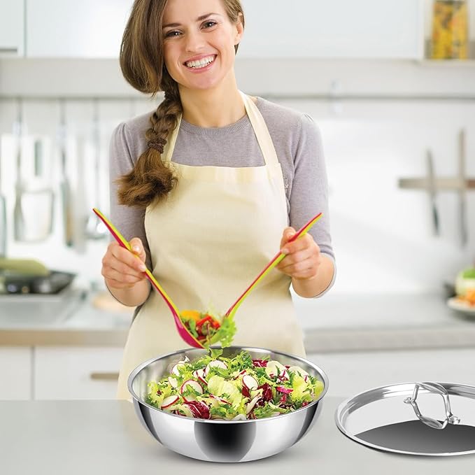 Milton Pro Cook Triply Stainless Steel Induction Tasla with Lid, 16 cm | 1210 gms