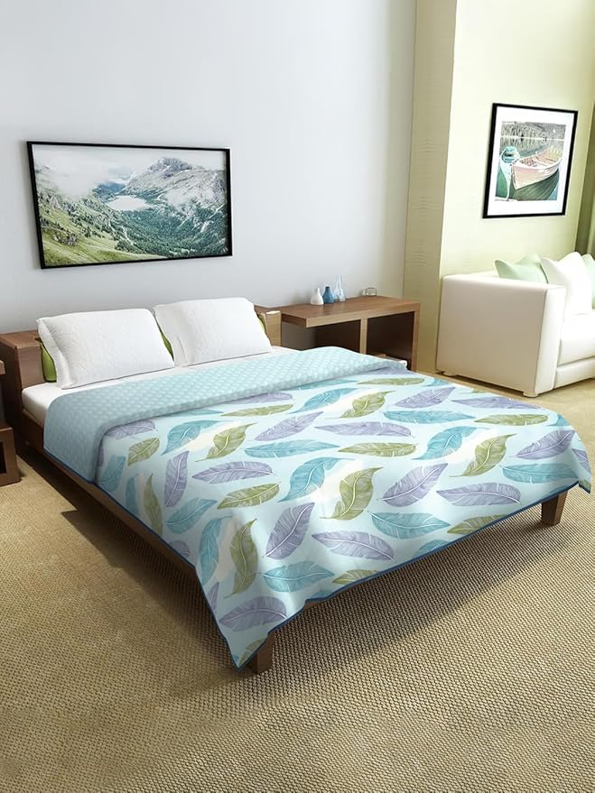 Cortina Ultra-soft Microfiber Reversible 120 Gsm Abstract Double Ac Blanket Quilt Dohar | Sky Blue