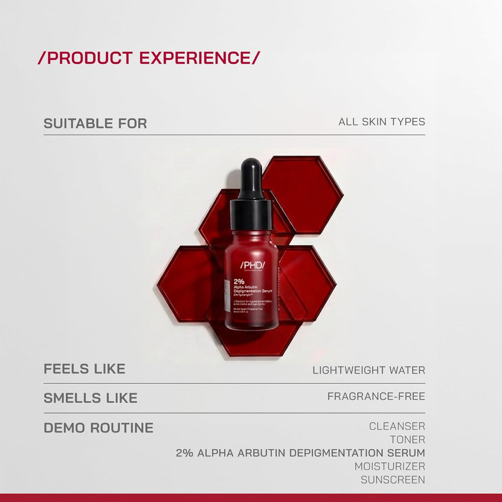 /PHD/ 2% Alpha Arbutin Depigmentation Serum | Alpha Arbutin for Pigmentation & Dark Spot | Pigmentation serum for Women & Men | Tyrobrightâ„¢, Niacinamide | Tan removal | Fragrance-Free | 10ml