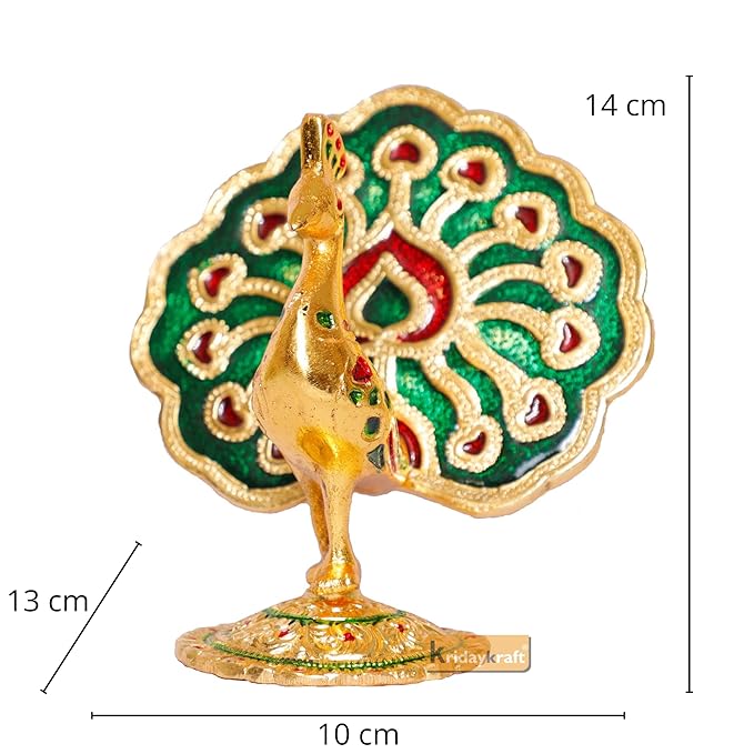 KridayKraft Multicolor Peacock Metal Statue Idol Decorative Showpiece Feng Shui As Table Top