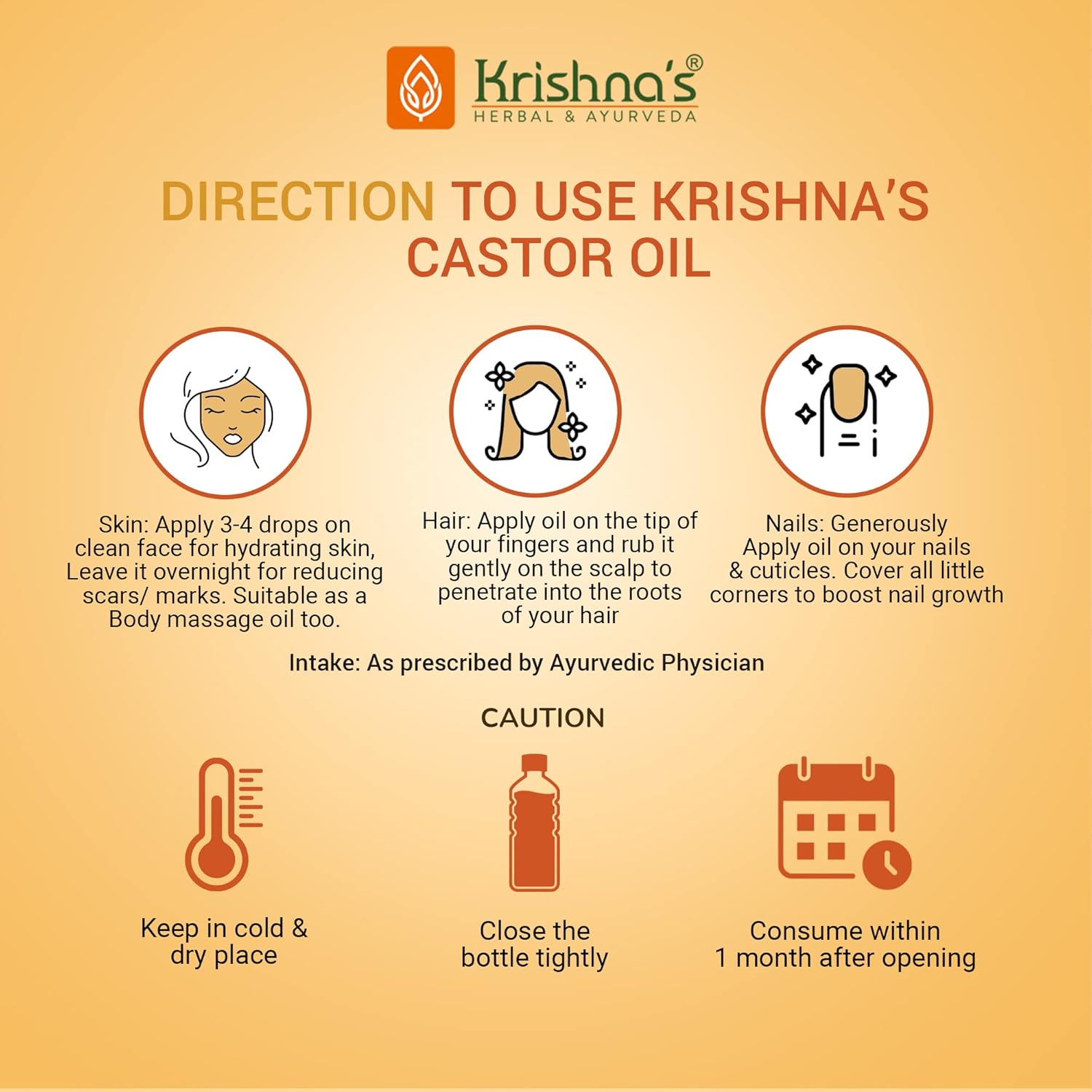 Krishna's Castor Oil | 100% Pure Castor Oil | Cold Pressed -50 ml