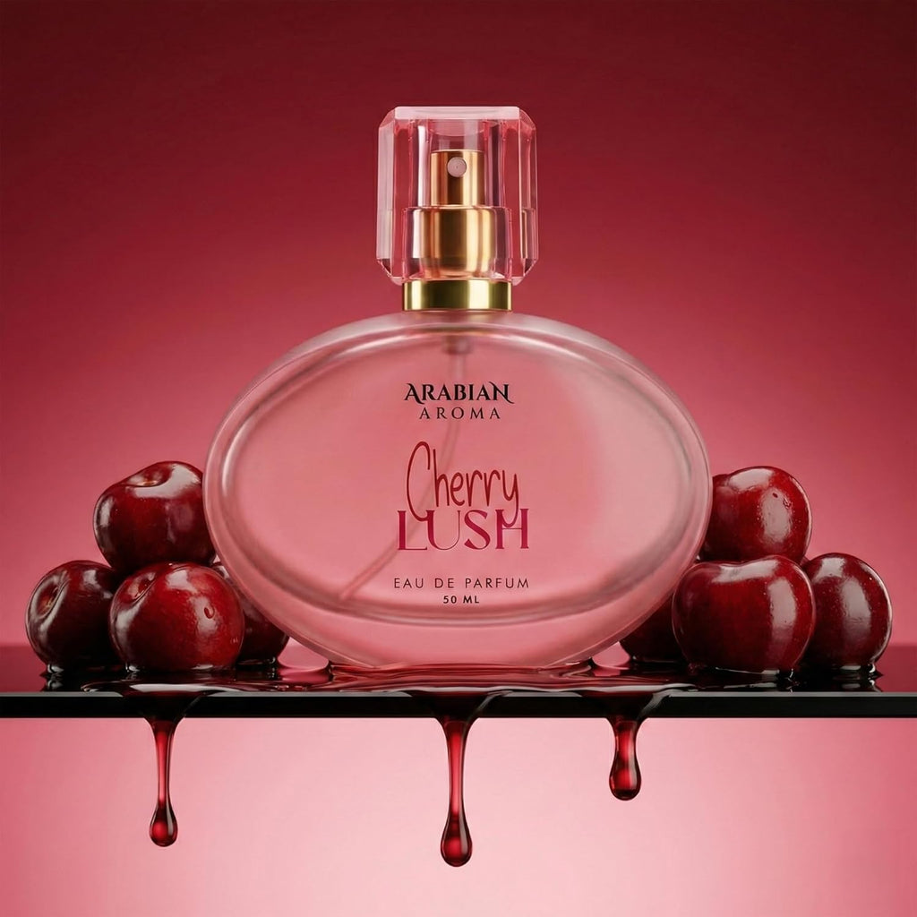 Arabian Aroma Cherry Lush Eau De Parfum for Women, Long Lasting Fruity Floral Perfume with Raspberry, Cherry Blossom, Jasmine, Musk & Amber, 50ML