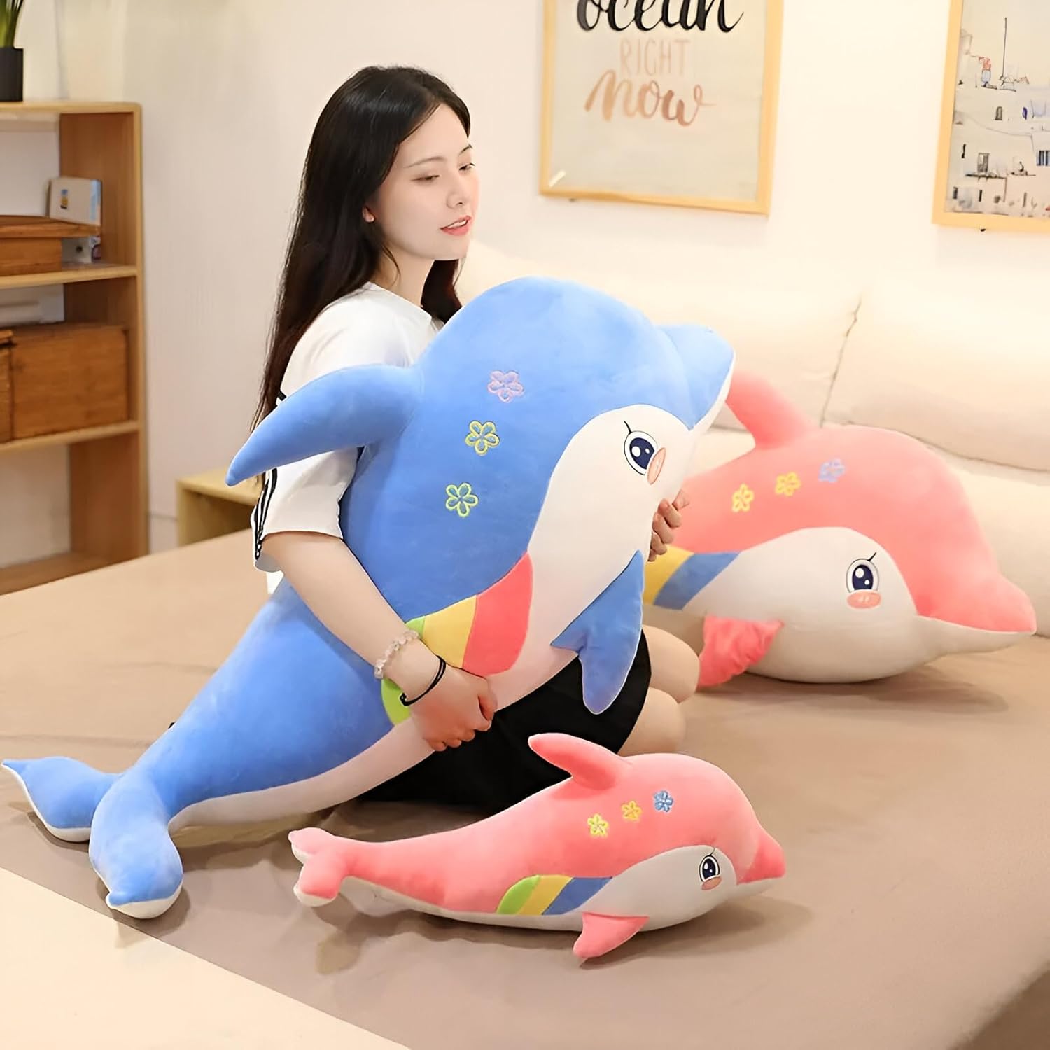 Tickles Dolphin Soft Stuffed Plush Sea Animal Pillow for Kids 50 cm