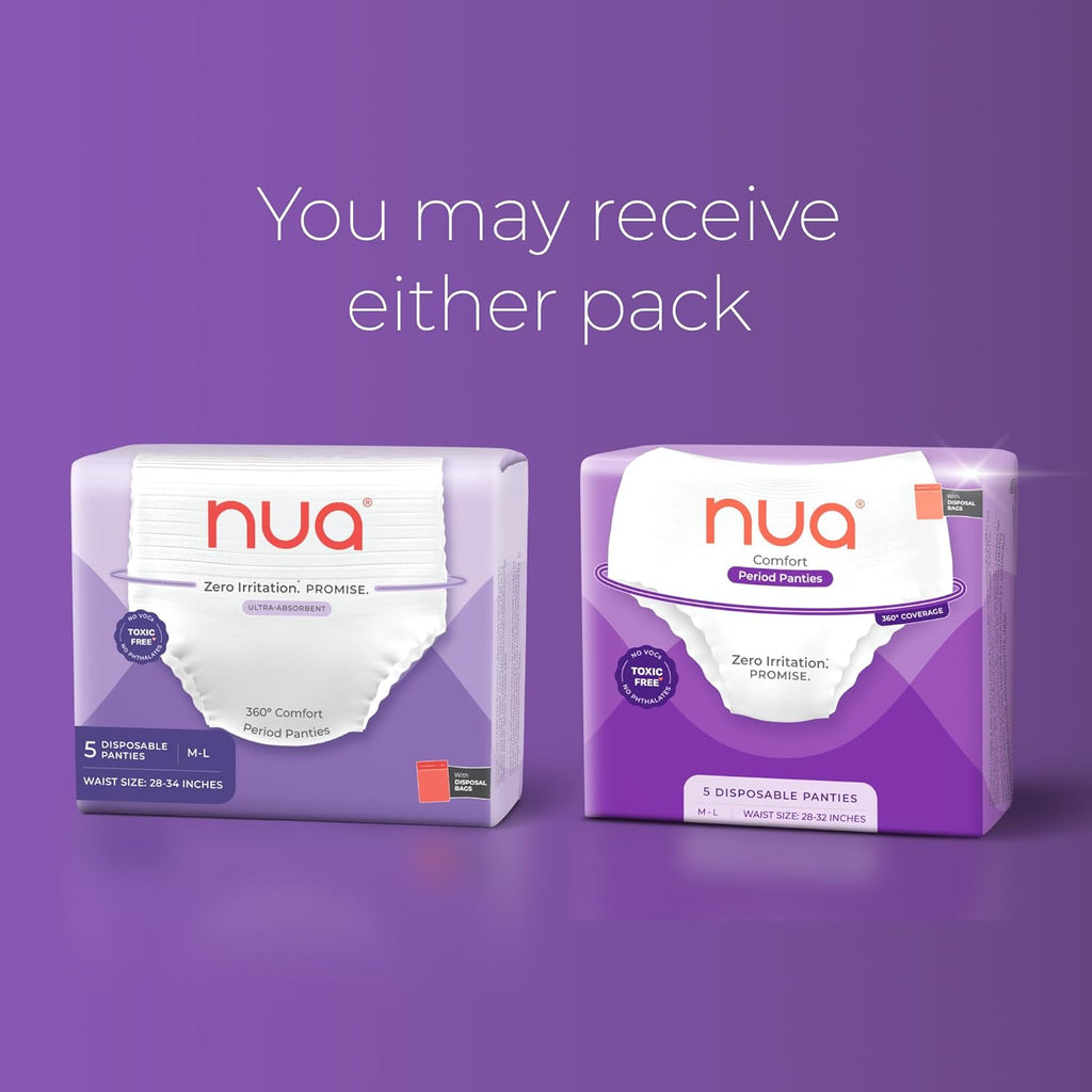 Nua 360Â° Comfort Period Panties (M-L) | Pack of 5 | Ultra-Absorbent | Zero Irritation | 4X Comfort | for Heavy Flow | No rashes | Leakproof | Seamless | 100% Toxic-Free, Dermatologically Tested