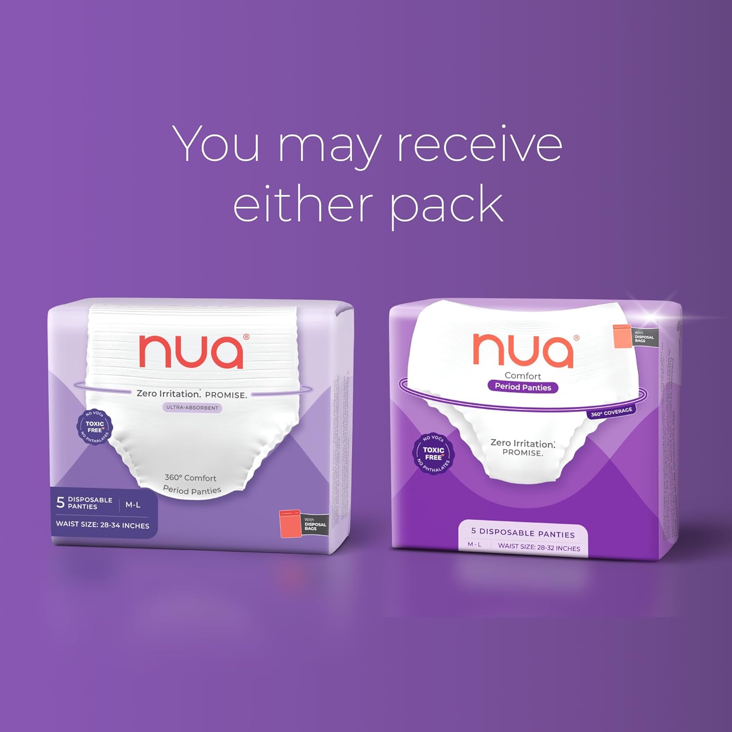 Nua 360Â° Comfort Period Panties (M-L) | Pack of 5 | Ultra-Absorbent | Zero Irritation | 4X Comfort | for Heavy Flow | No rashes | Leakproof | Seamless | 100% Toxic-Free, Dermatologically Tested