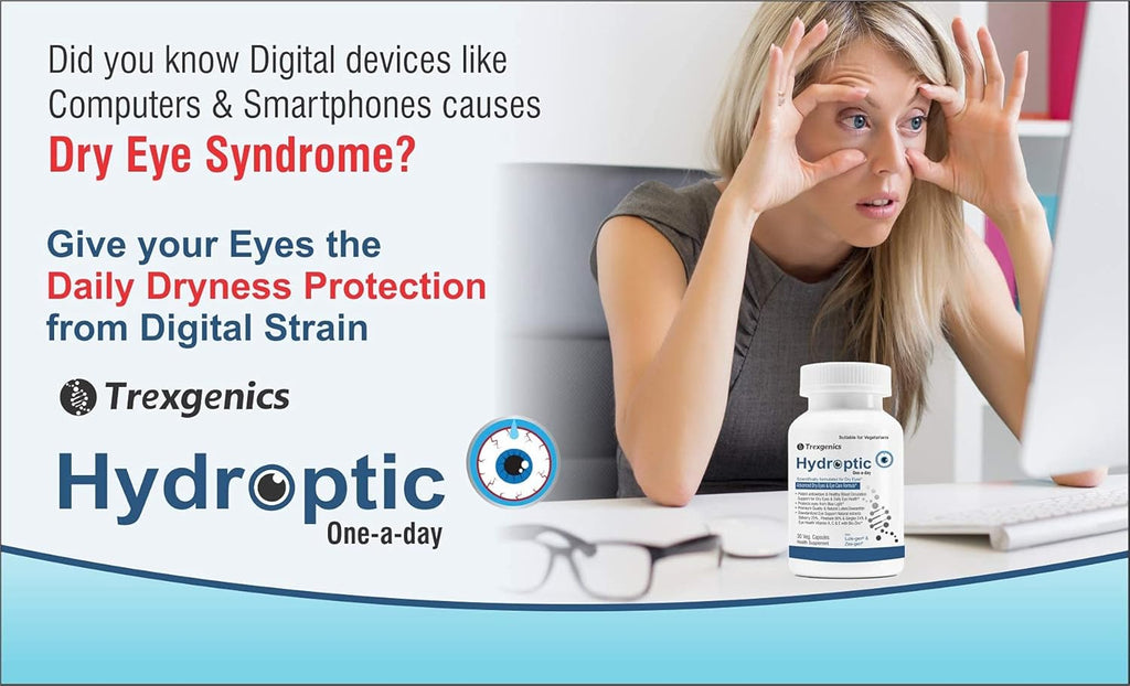 TrexgenicsÂ® HYDROPTIC Advanced Dry Eyes & Eye Care One-a-day Vegetarian formula with Lutein, Zeaxanthin, Bilberry, Gingko, Pine Bark, Vitamin C, Zinc &Vitamin A (30 Vcaps) (1)