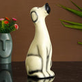 Ecraftindia Sitting White Dog Handcrafted Polyresin Decorative Showpiece