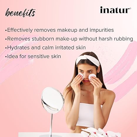 Inatur Makeup Remover Wipes for Face 50 Wipes