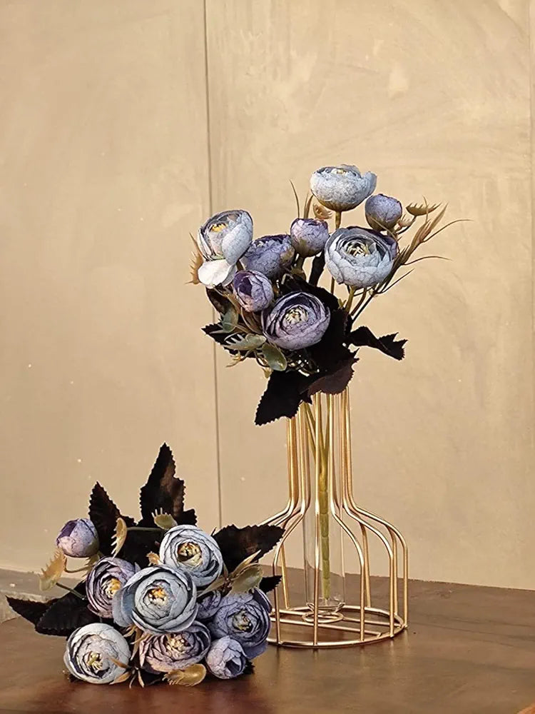 2 Pcs Artificial Rose Flower Sticks Dark Blue