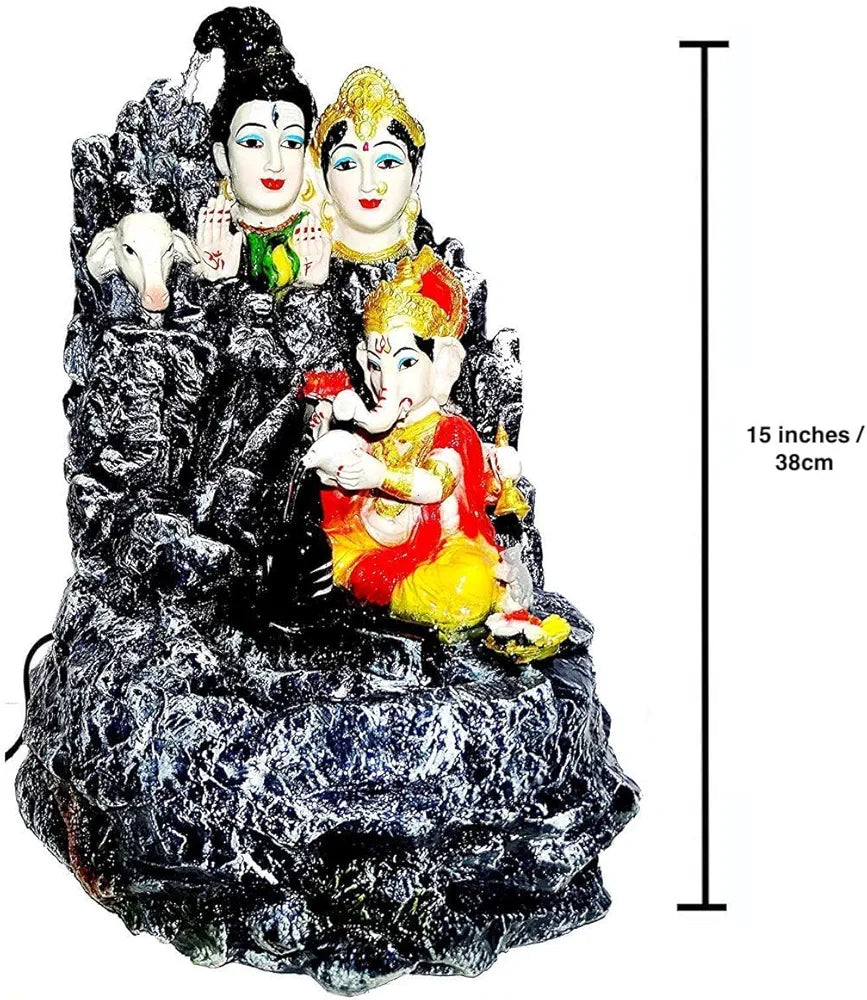 Alila Resin Lord Shiva Water Fountain With Led Lights For Home Decor Decoration 15 Inch