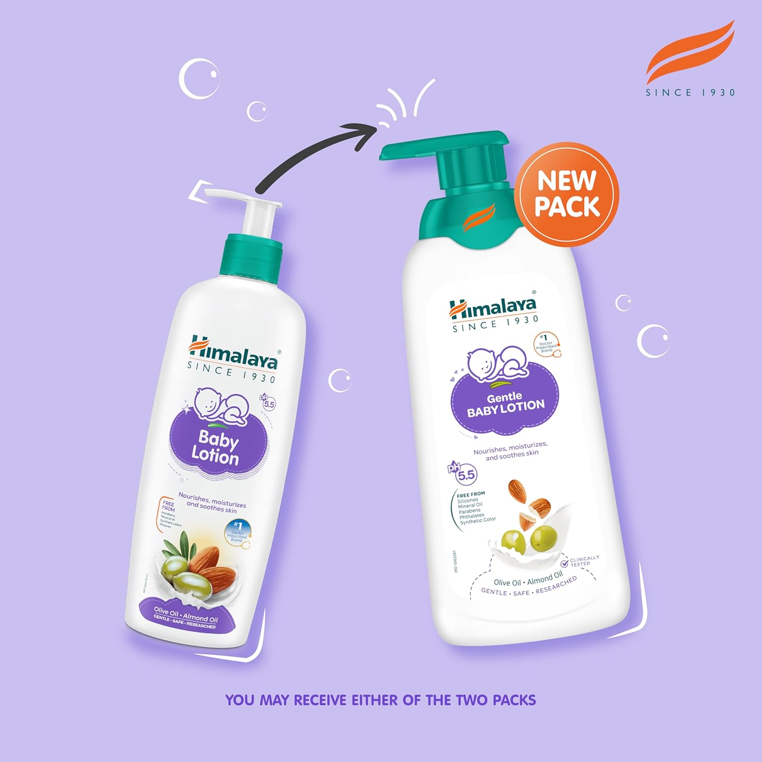 Himalaya Gentle Baby Lotion 400ml with Almond oil, Olive oil, Country Mallow | No.1 Doctor-Prescribed Brand |pH 5.5 formulation | Nourishes and moisturizes your baby's skin | Safe for Newborns
