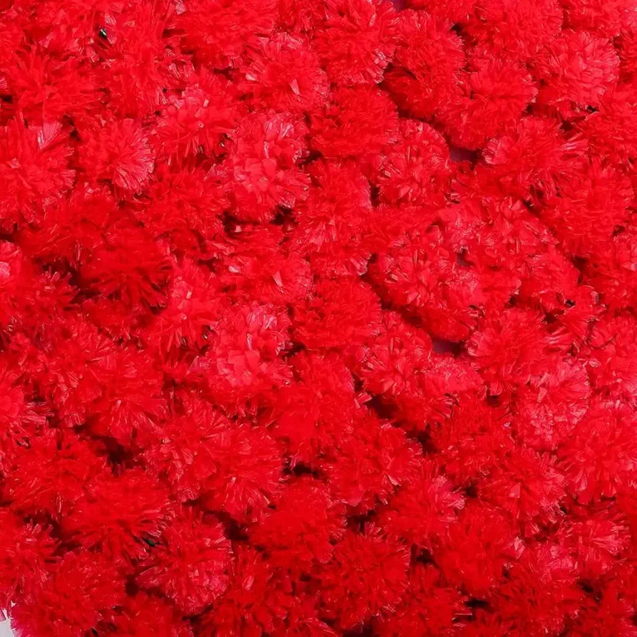 Artificial Marigold Garland Mala Flower Genda Phool Long for Decoration Maroon 5 Pcs