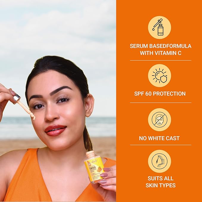 Iba Bright Glow Tinted Sunscreen Serum for All Skin Types Spf 60 Pa++++ With Hyaluronic Acid & Vitamin C - 30 Ml