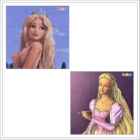 TodFod Wooden Jigsaw Puzzles Toy for Kids & Children Disney Barbie Girls 54 Pieces 6 in 1 & Marvel Avengers
