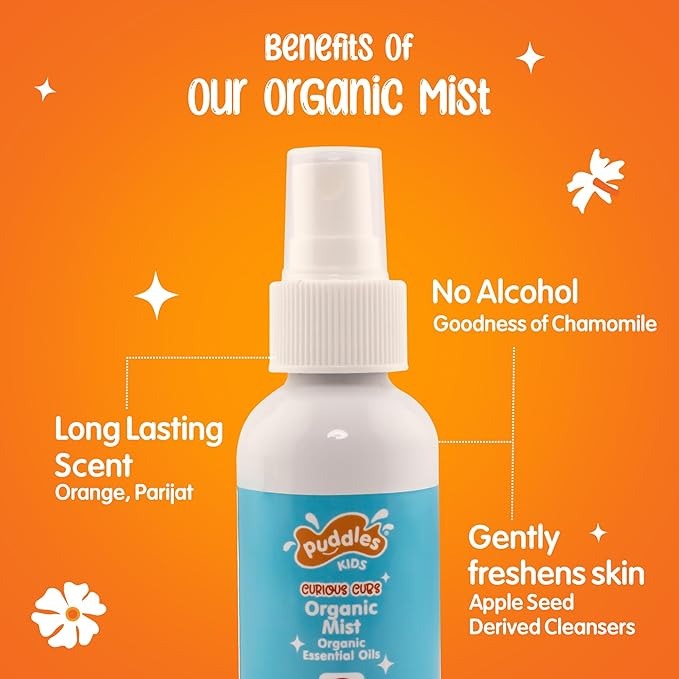Puddles Organic Orange Bliss Mist For Kids Cub Riders - Age 2-12 Years - 100 ml