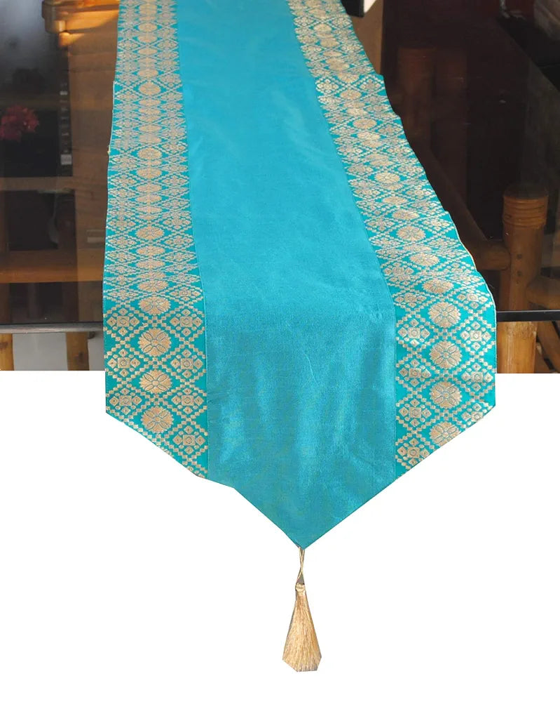 Pink Parrot-designer Durable Dopian Silk Table Runner Colour Multicolour