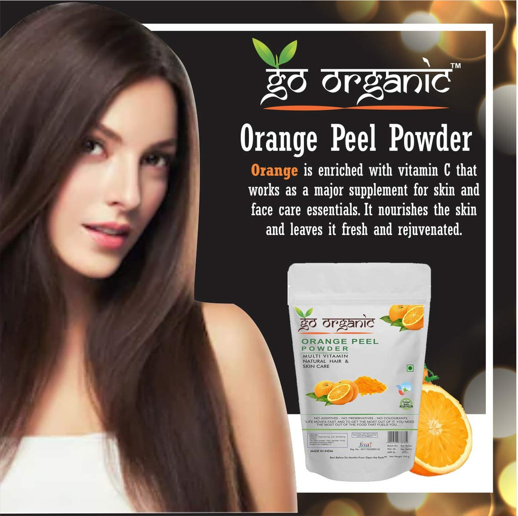 Go Organic Orange Peel Powder for Hair Conditioning, Skin Care, Anti-Aging, Oil Control (150 gm)