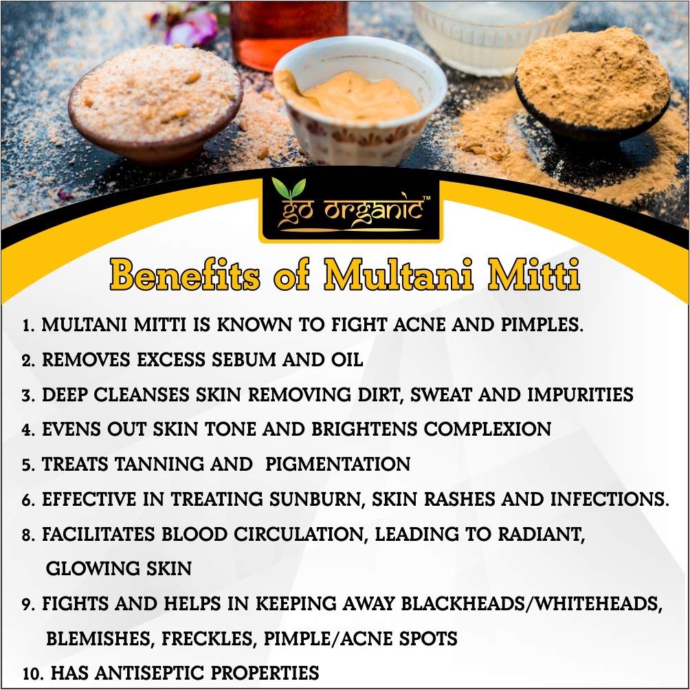 Go Organic Mulatani mitti powder for face and body detox - 150 Gm, Glass Jar