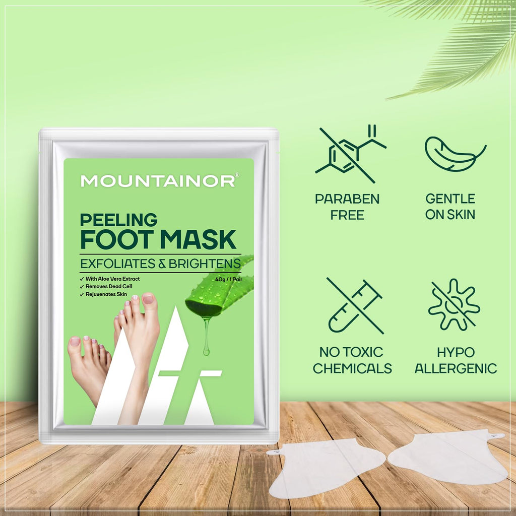 MOUNTAINOR Peeling Foot Mask Exfoliates & Brightens, Remove Dead Cell, Rejuvenates Skin For Men And Women 40gm 1 Pair