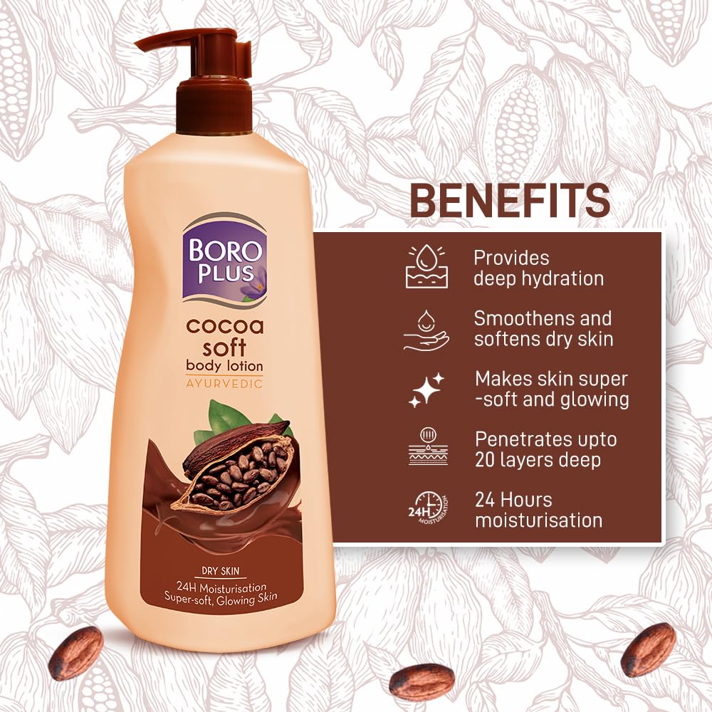 BOROPLUS Boro Plus Cocoa Soft Body Lotion For Skin Combination, 400 Ml, 1 Count