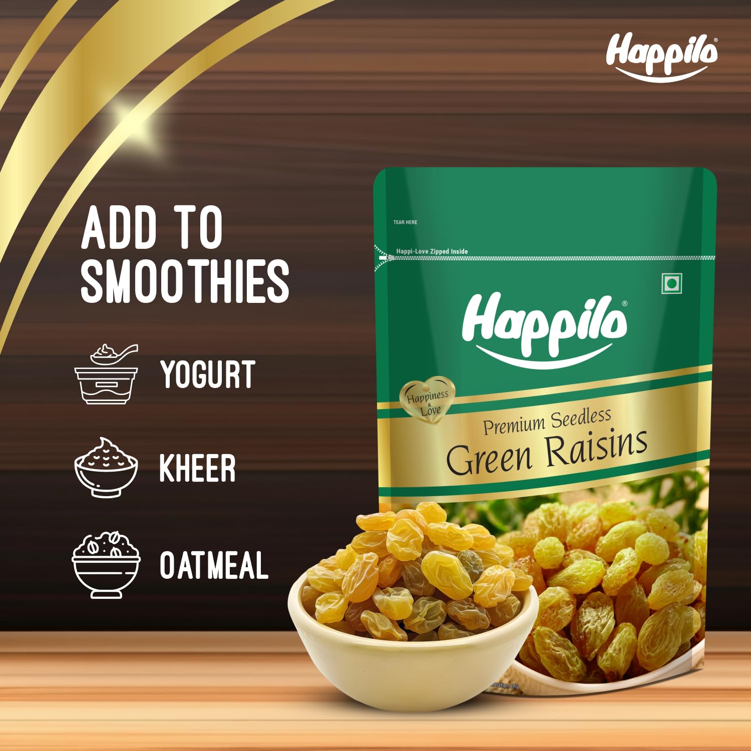 Happilo Premium Seedless Green Raisins 250g | Quality Kishmish/Kismis | Dry Fruits, Healthy Snacks | Nutritious, Rich in Iron, Antioxidants & Vitamin B | Tasty Natural Snack