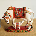 Ecraftindia Meenakari Metal Cow and Calf Figurine