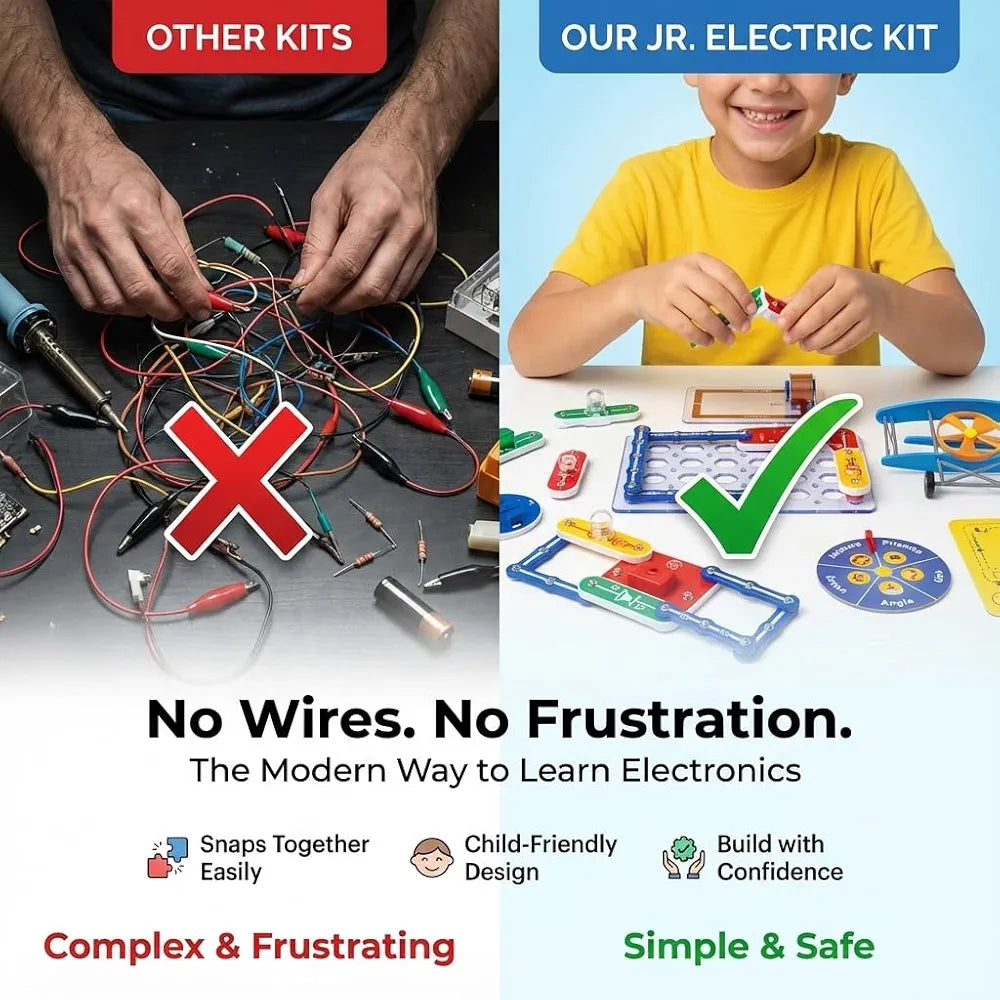 PW Junior Electric Science Kit for Kids 8–12, STEM Learning Toy with 25+ Safe DIY Circuit Experiments