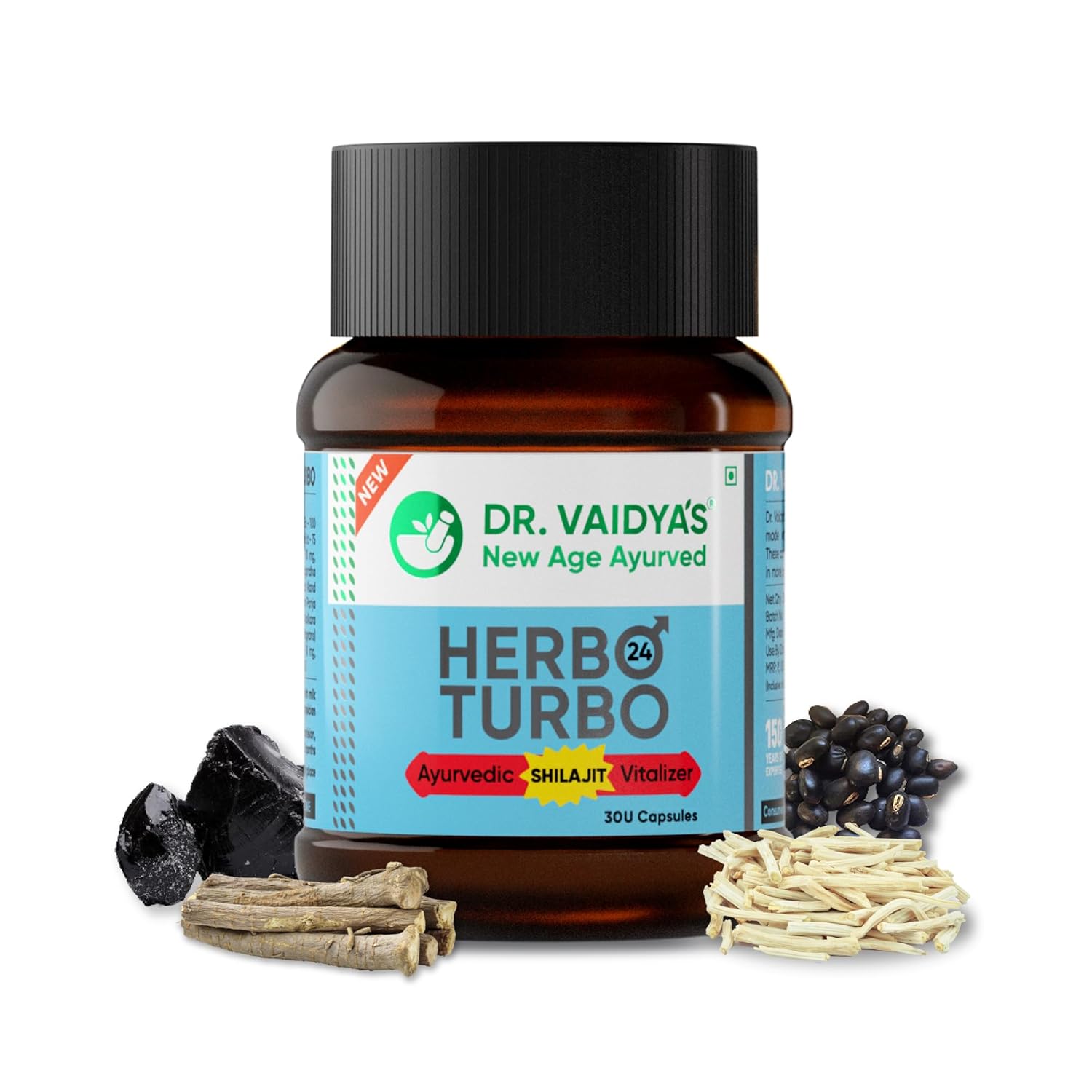 Dr. Vaidyaâ€™s Herbo24Turbo Capsules | Supports Vitality | For Strength, Stamina & Power | Shuddha Shilajit, Safed Musli | Sugar Free | Pure Ayurvedic Extracts | 30 capsules