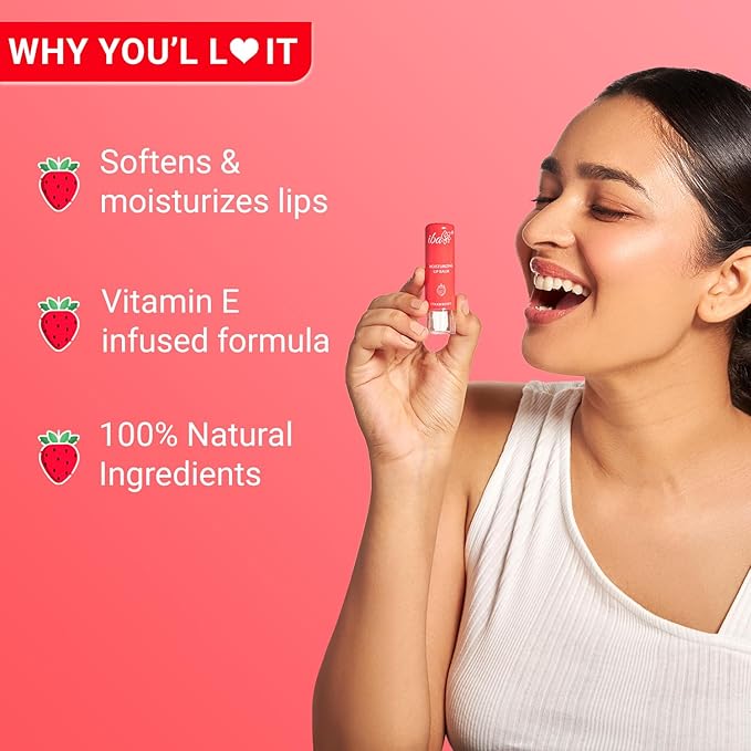 Iba Pure Lips Moisture Rich Lip Balm - Strawberry 4.5 Gms | for Pigmented Dry Damaged & Chapped Lips